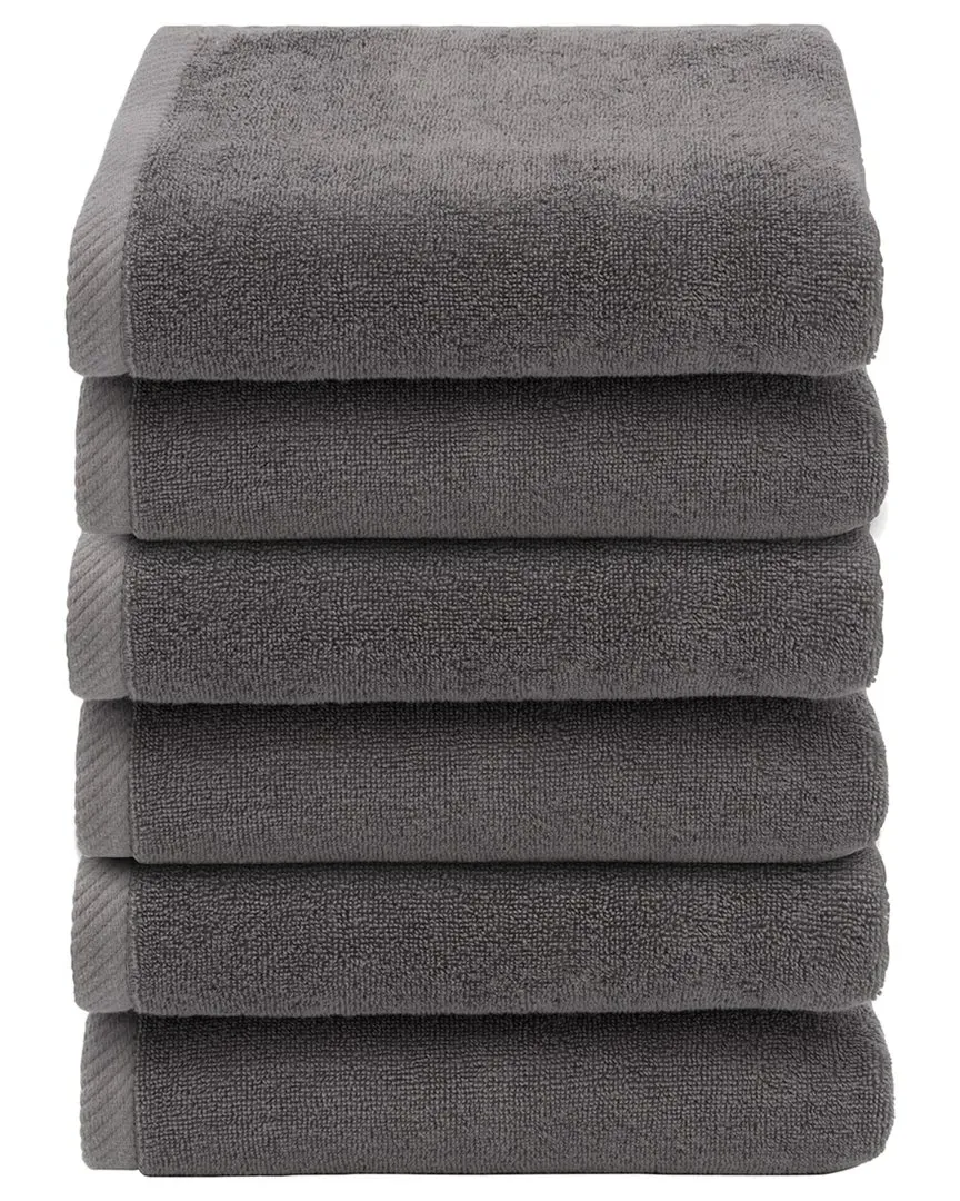 Ediree Hand Towels Set of 6 - Charcoal, Turkish Cotton