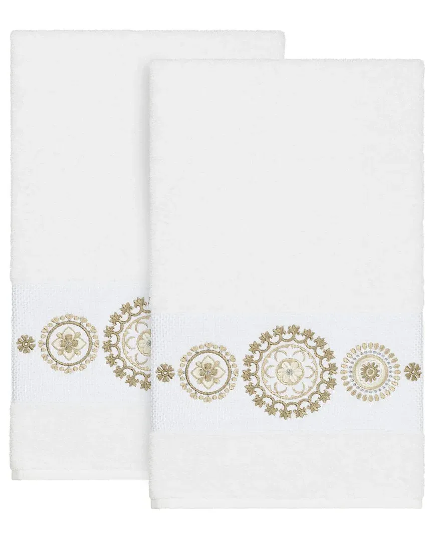 Isabelle 2-Piece Bath Towel Set - White, Turkish Cotton