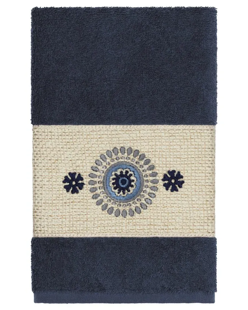 Isabelle Embellished Hand Towel - Navy, Turkish Cotton