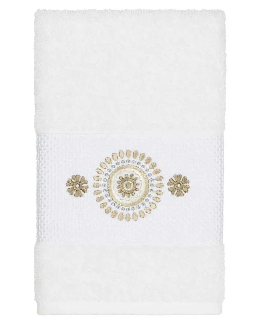 Isabelle Embellished Hand Towel - White, Turkish Cotton