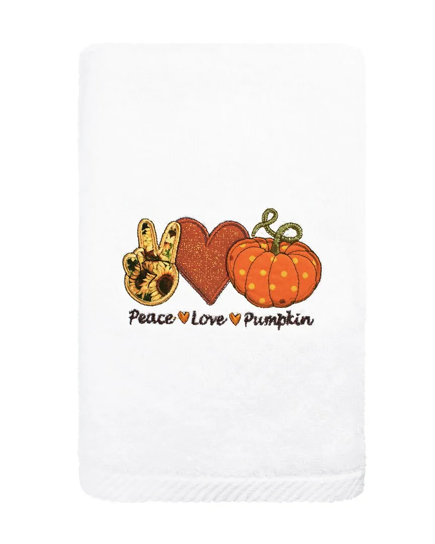 Peace Love Pumpkin Hand Towel - White, Turkish Cotton
