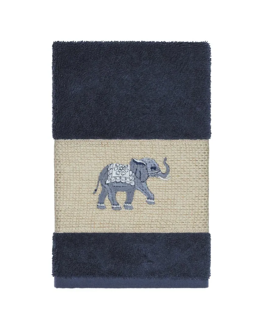 Quinn Turkish Cotton Embellished Hand Towel - Navy