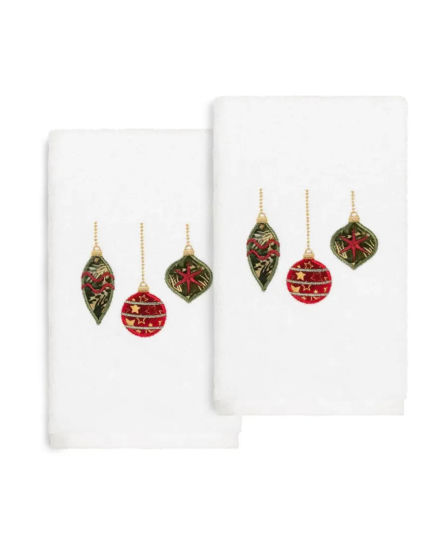 Set of 2 Christmas Ornaments Hand Towels - White image