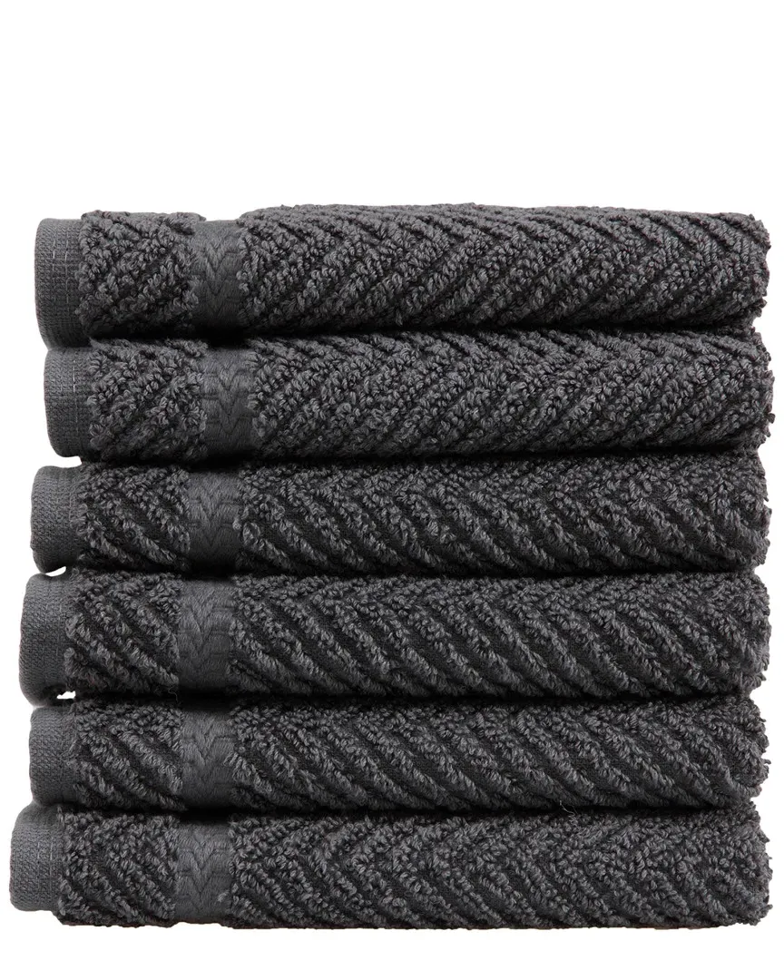 Set of 6 Herringbone Washcloths - Grey, Cotton image