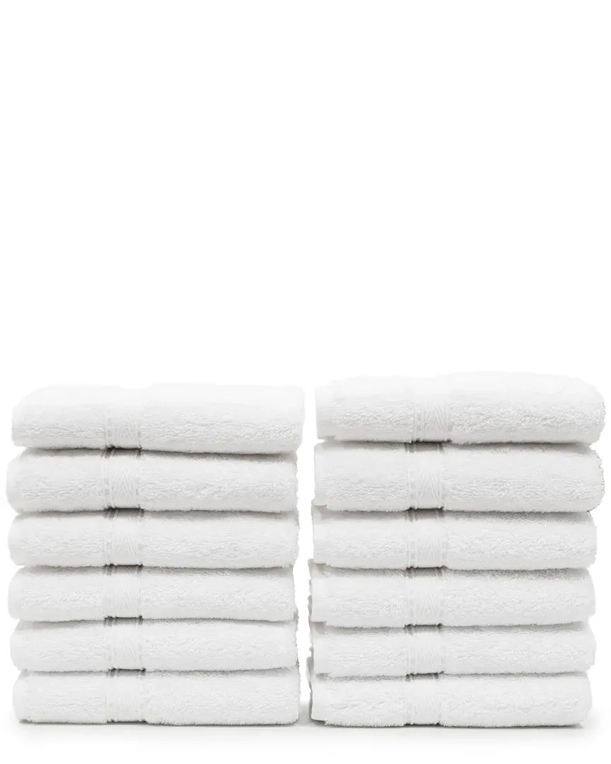 Sinemis Terry Washcloth Set of 12 - White, Cotton