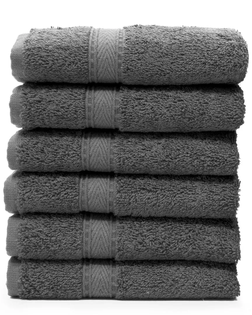 Sinemis Terry Washcloth Set of 6 - Dark Grey, Cotton image