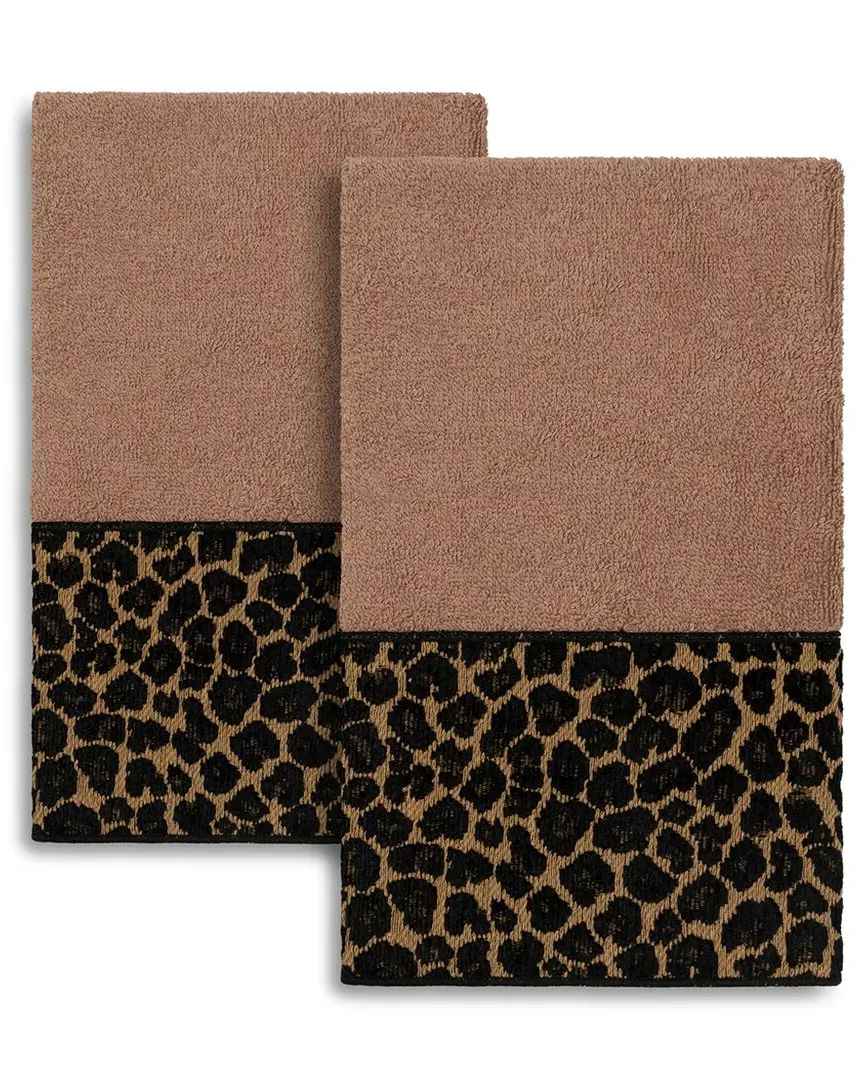 Spots Turkish Cotton 2pc Hand Towel Set - Latte