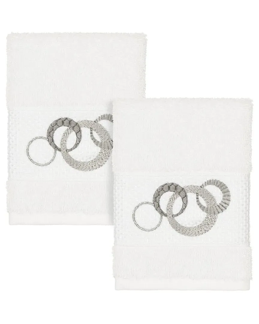 Turkish Cotton Annabelle 2Pc Embellished Washcloth Set - White image