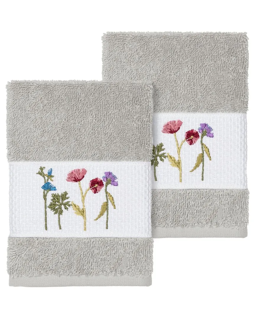 Turkish Cotton Serenity 2Pc Embellished Washcloth Set - Grey image