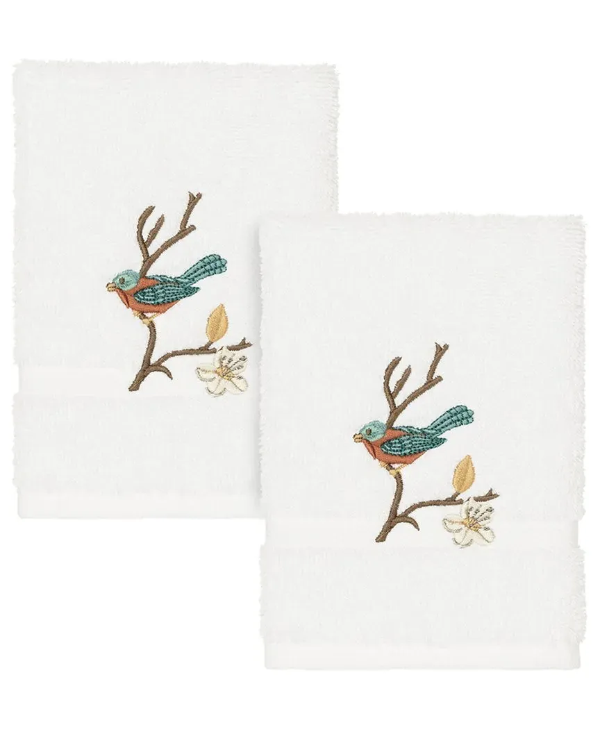 Turkish Cotton Spring Time 2Pc Embellished Washcloth Set - White image