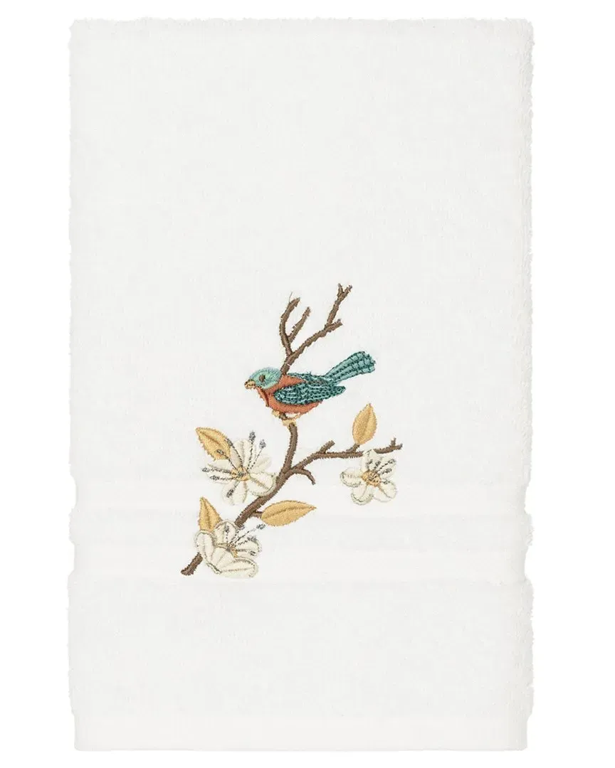 Turkish Cotton Spring Time Embellished Hand Towel - White