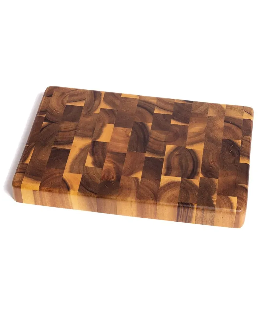 International Acacia End Grain Chopping Block with Handles - Brown