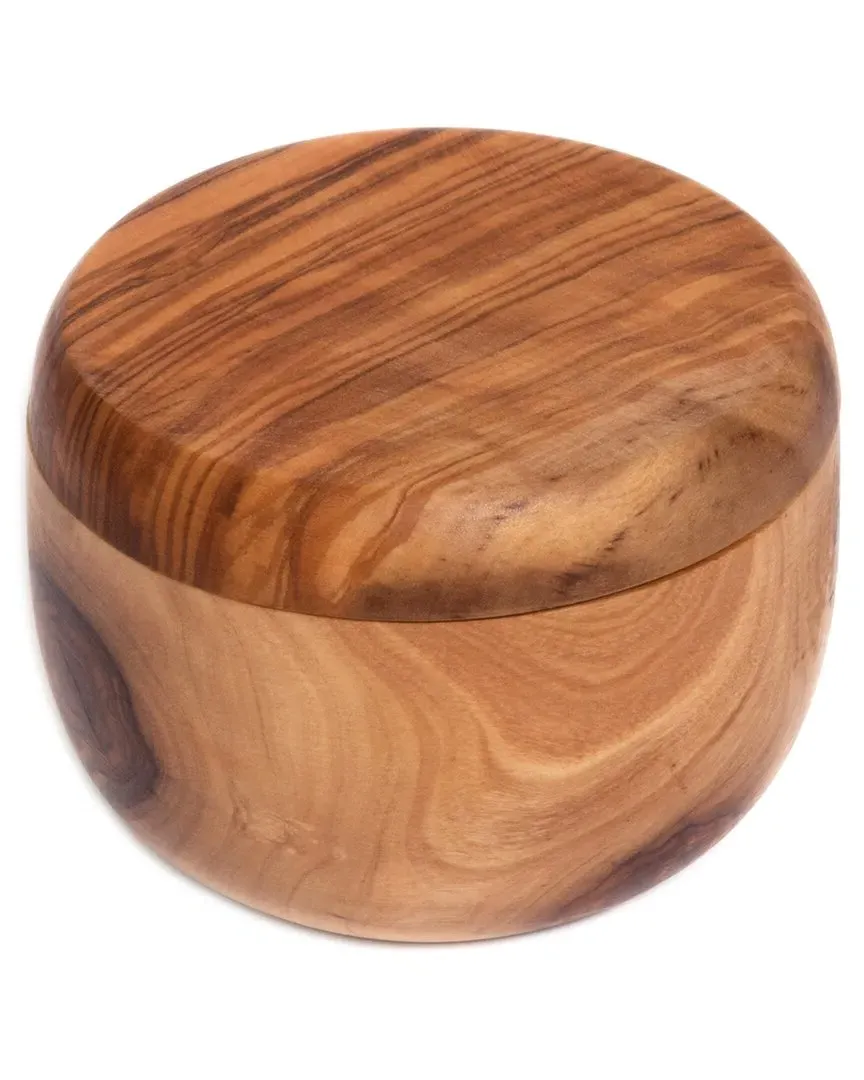 International Olive Wood Salt Box with Swivel Cover - Brown image