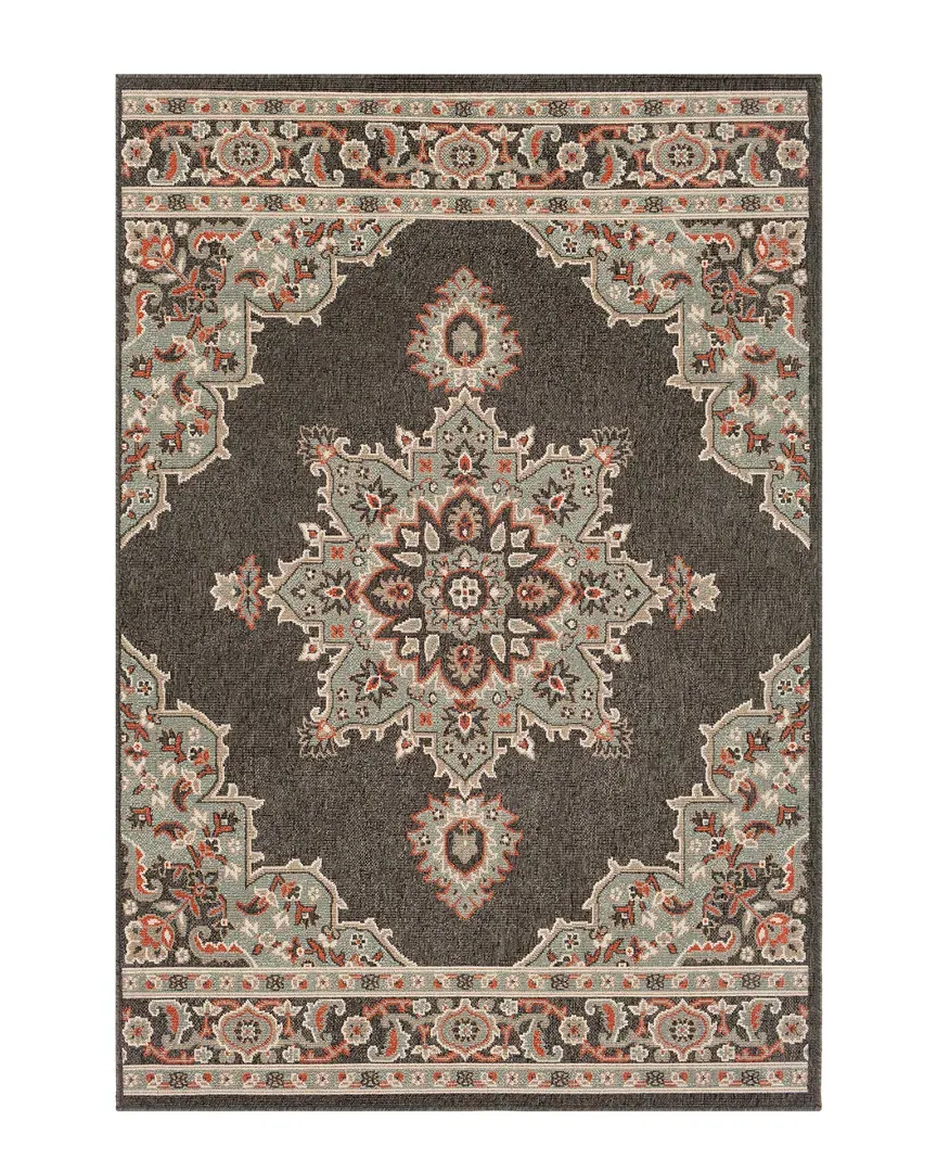 Surya Alfresco Machine Woven Rug - Black, Olefin