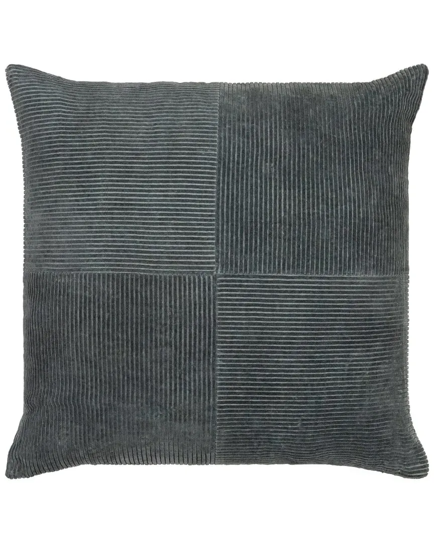Surya Corduroy Quarters Lumbar Pillow - Grey, Cotton