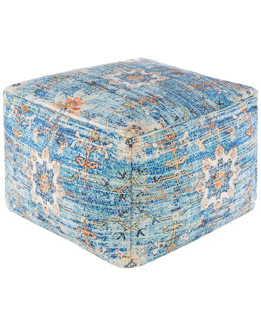 Surya Devonshire Pouf - Sky Blue, Polyester