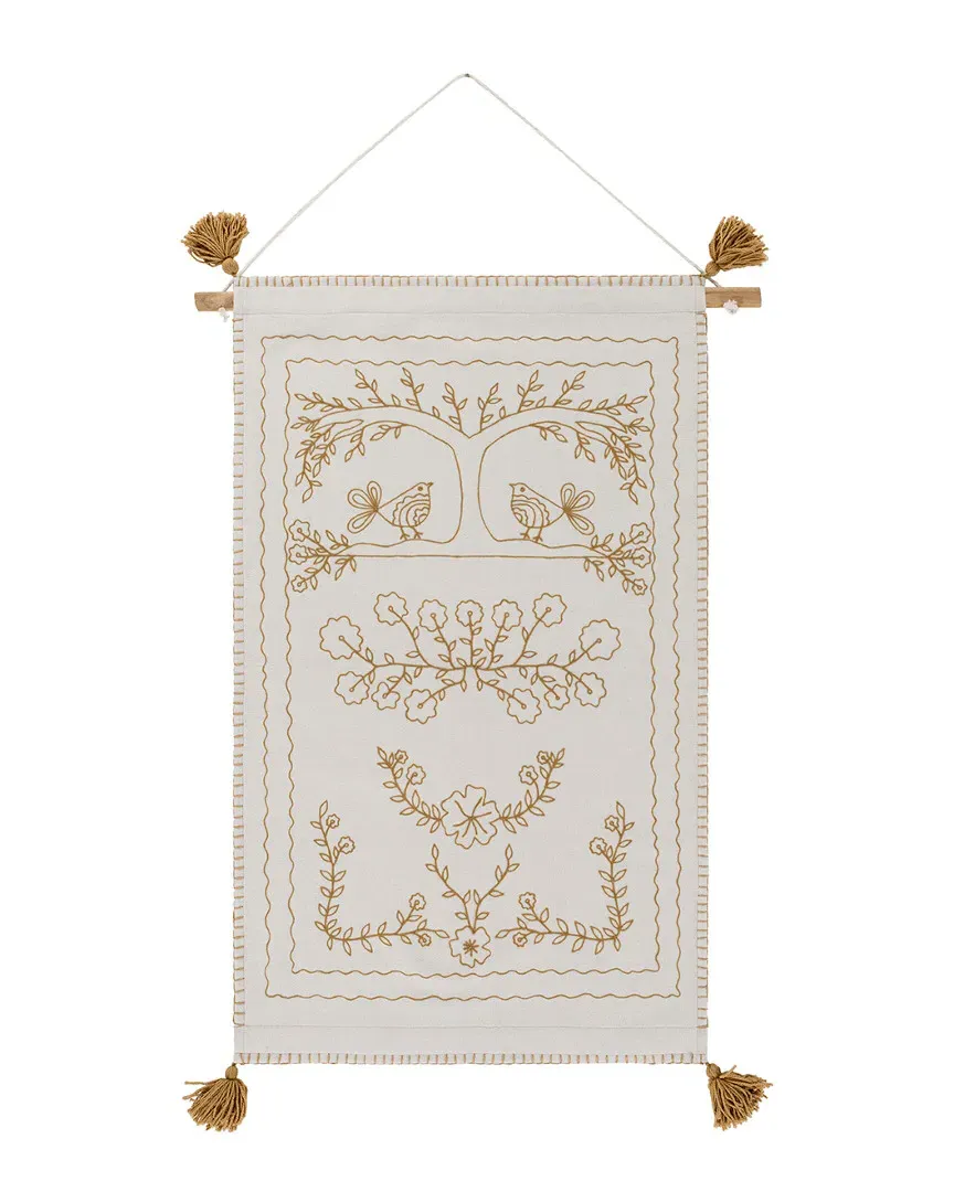 Surya Folk Tale Wall Decoration - White, Wool