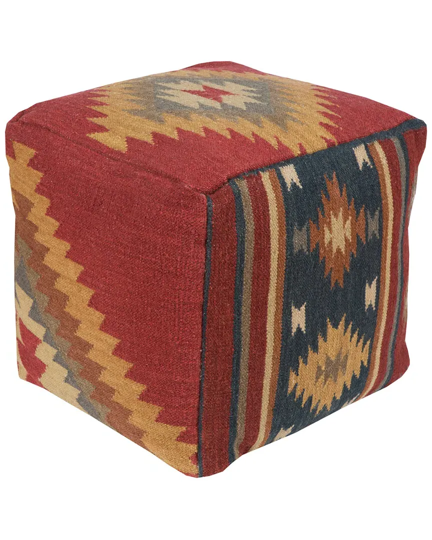 Surya Poufs Pouf - Dark Red, Wool