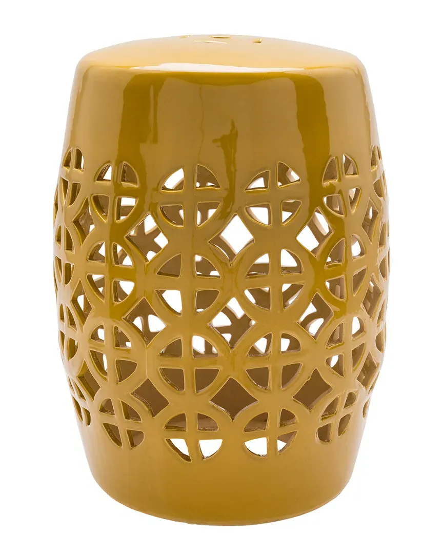 Surya Ridgeway 18in Stool - Mustard, Ceramic