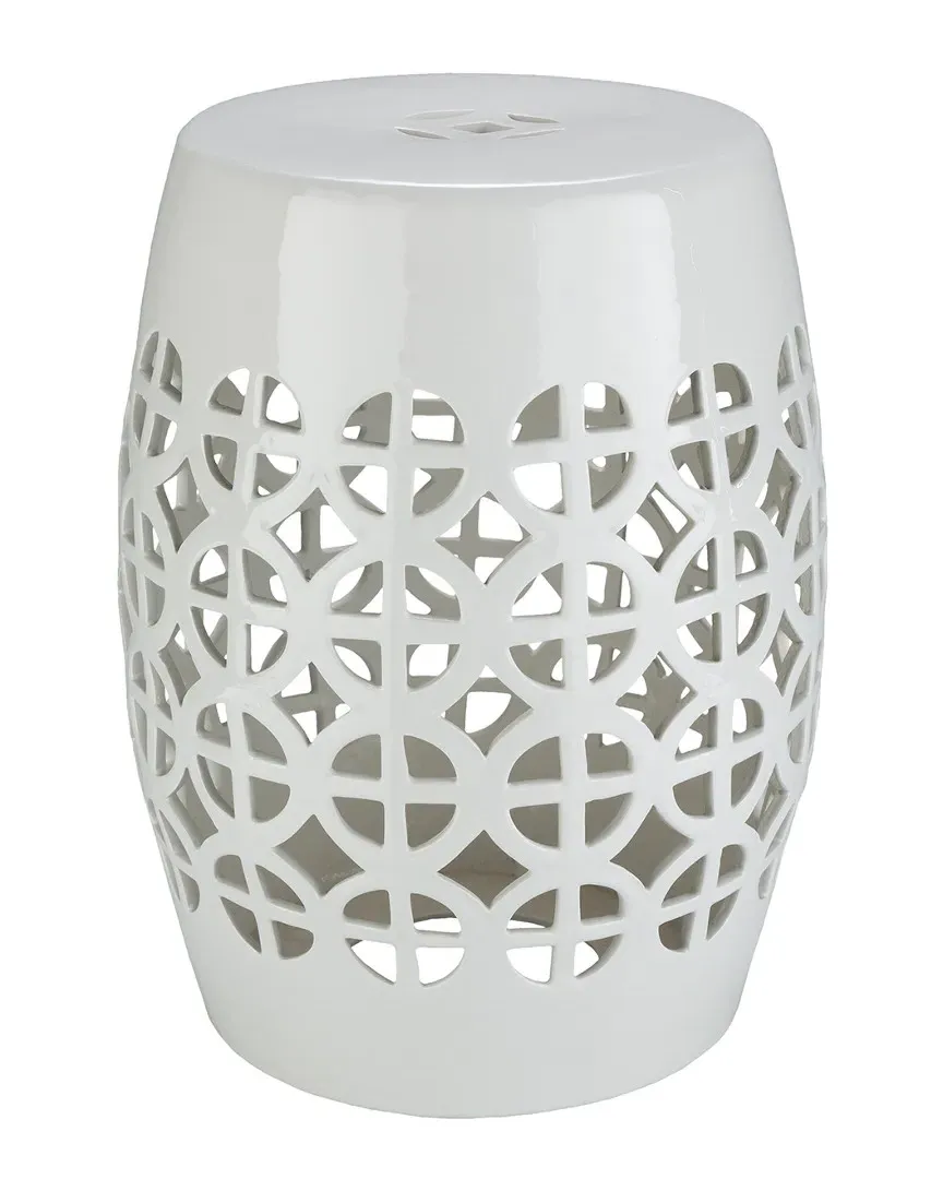 Surya Ridgeway 18in Stool - White, Ceramic