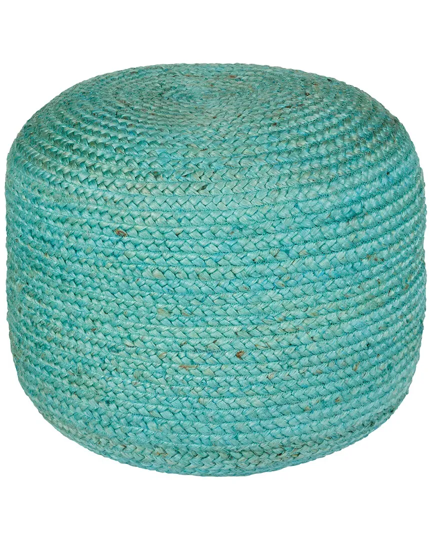Surya Tropics Pouf - Aqua, Jute