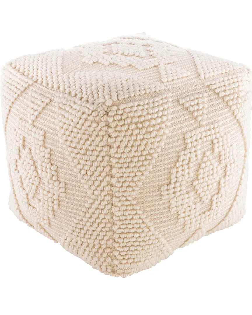 Surya Yolanda Pouf - Beige, Cotton