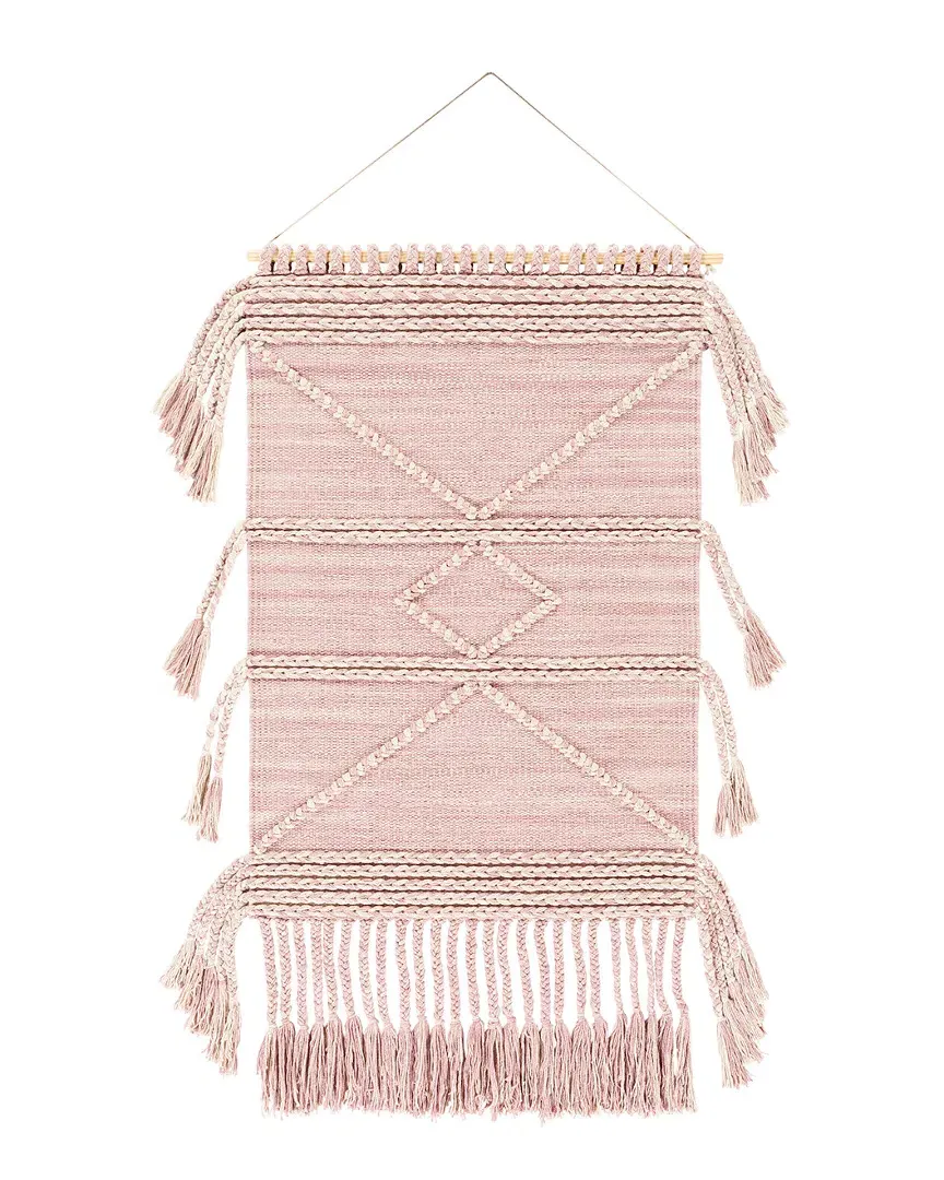 Surya Zanafi Wall Hanging with Tassels - Pink, Cotton