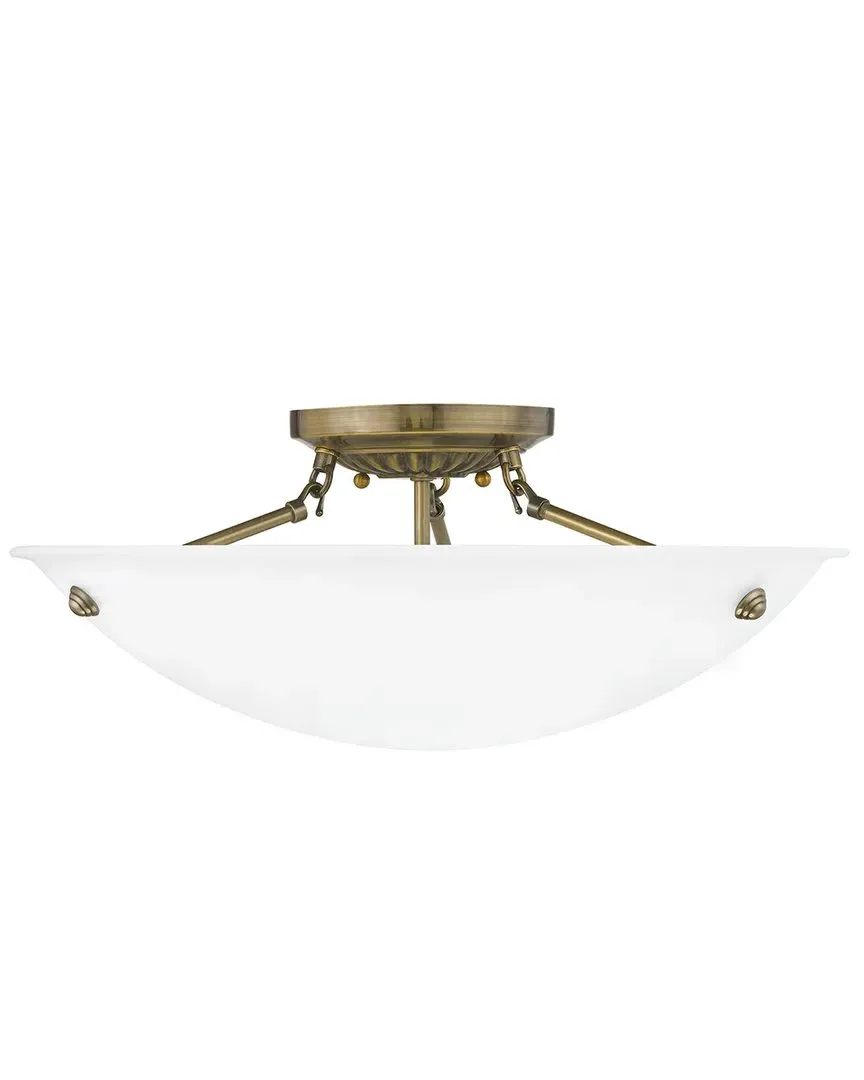 Livex Lighting Oasis 3-Light Ceiling Mount - Antique Brass image