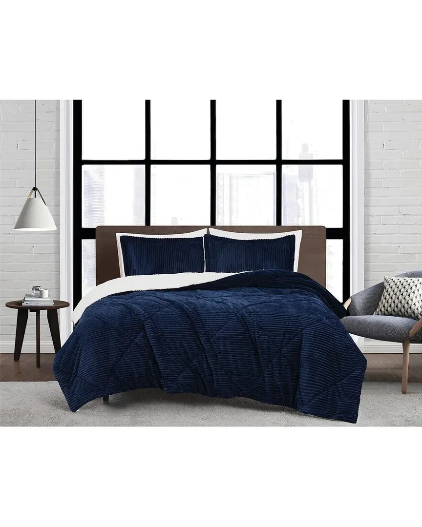 Corduroy Comforter Set - Blue, Polyester