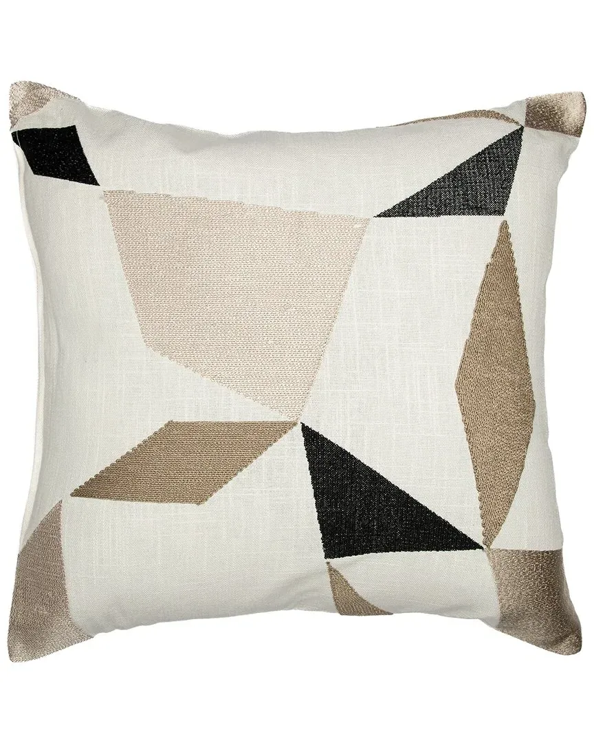 24" Hand-Woven Throw Pillow - Ivory & Taupe, Cotton
