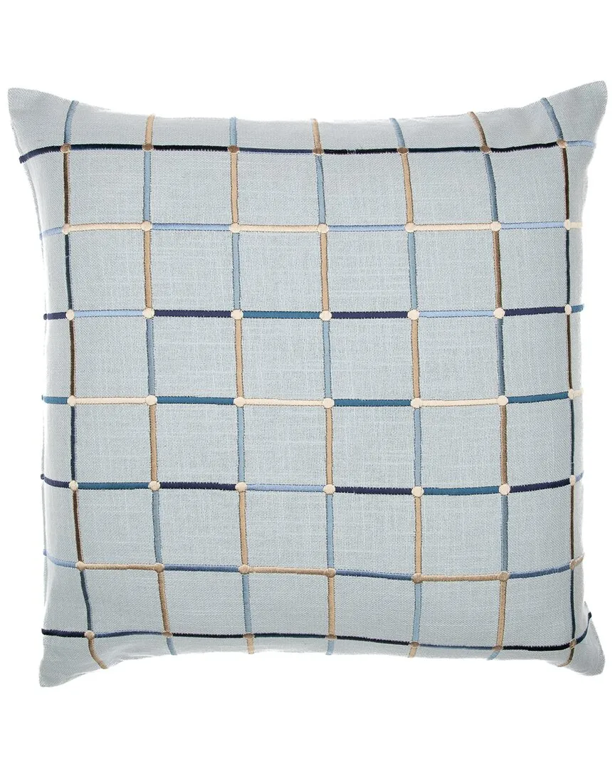 24" Hand-Woven Throw Pillow - Light Blue & Multicolor, Cotton