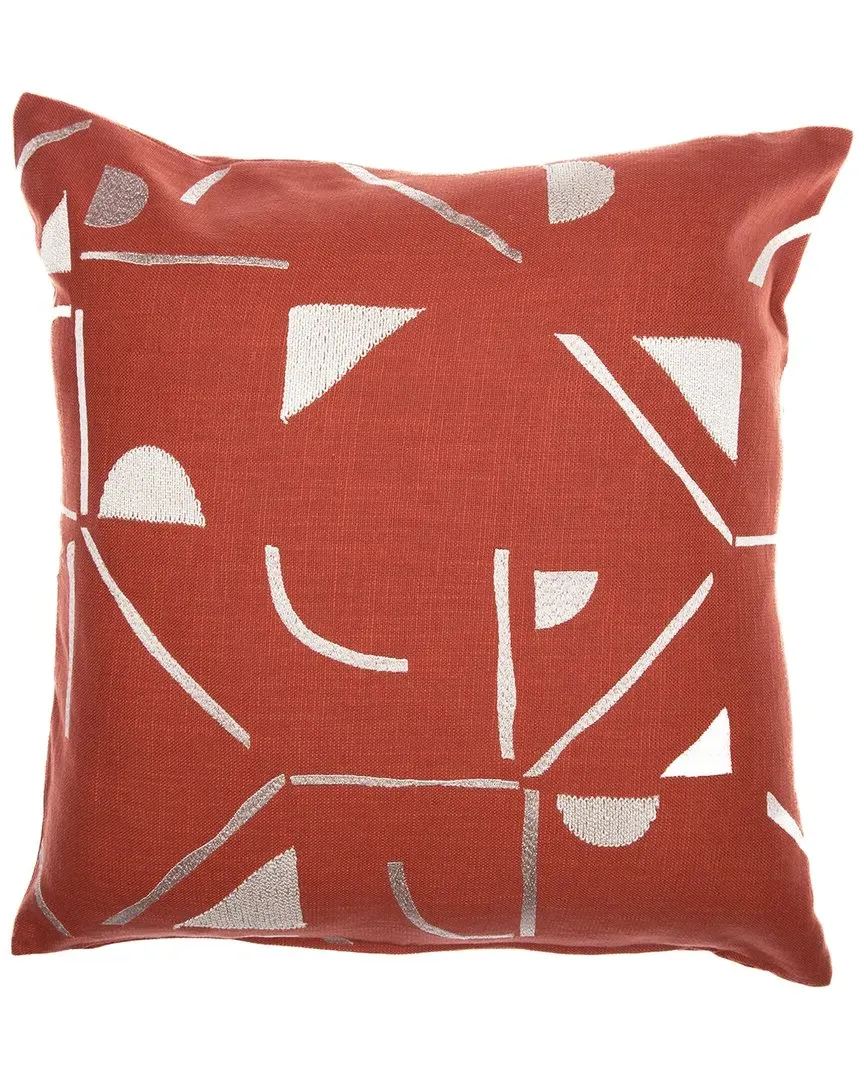 24" Hand-Woven Throw Pillow - Orange & Ivory, Cotton