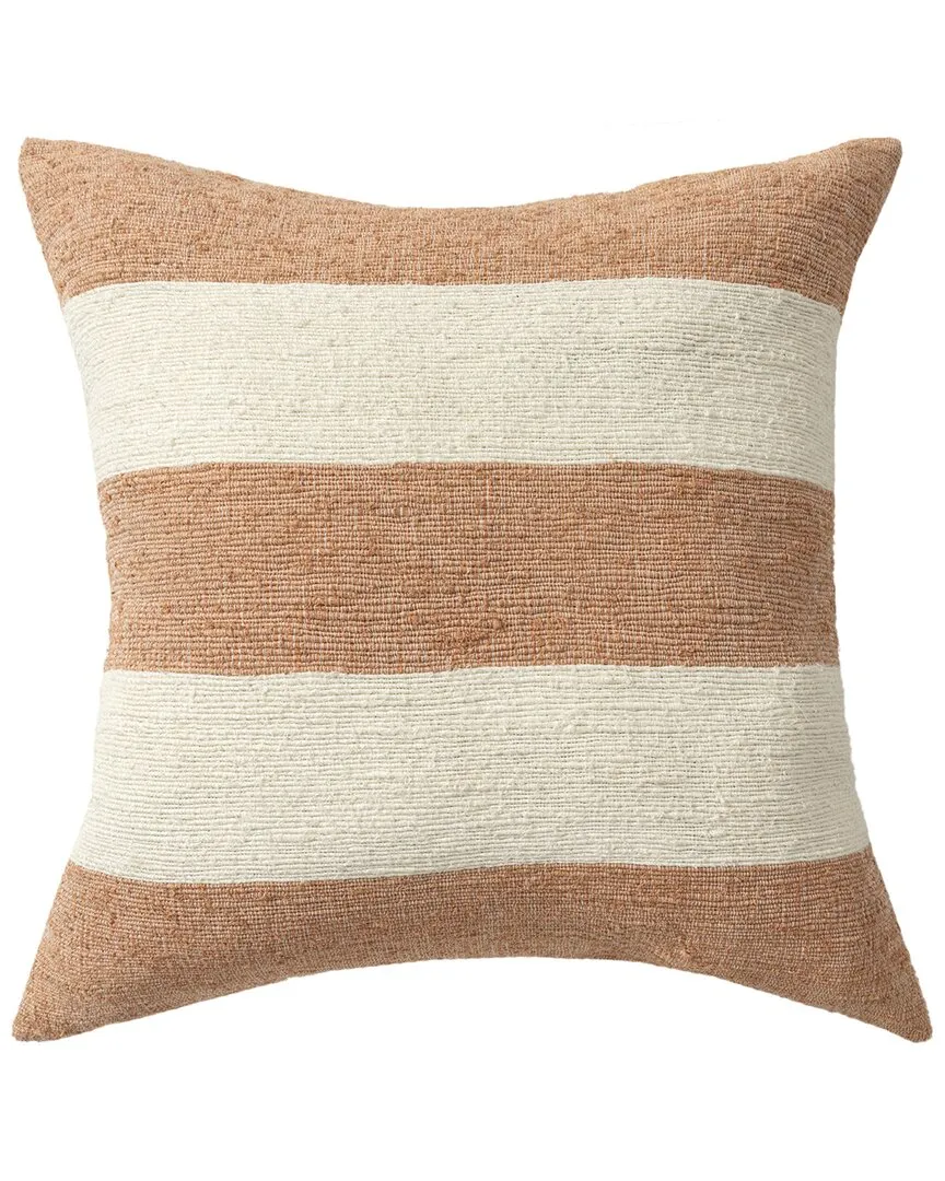 24" Hand-Woven Throw Pillow - Rust & Ivory, Linen