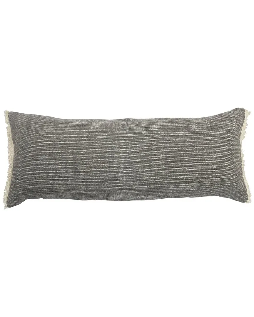 Aarna Fringed Throw Pillow - Grey, Cotton image