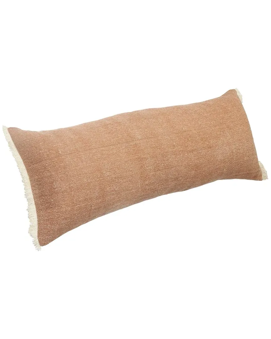 Aarna Fringed Throw Pillow - Orange, Cotton