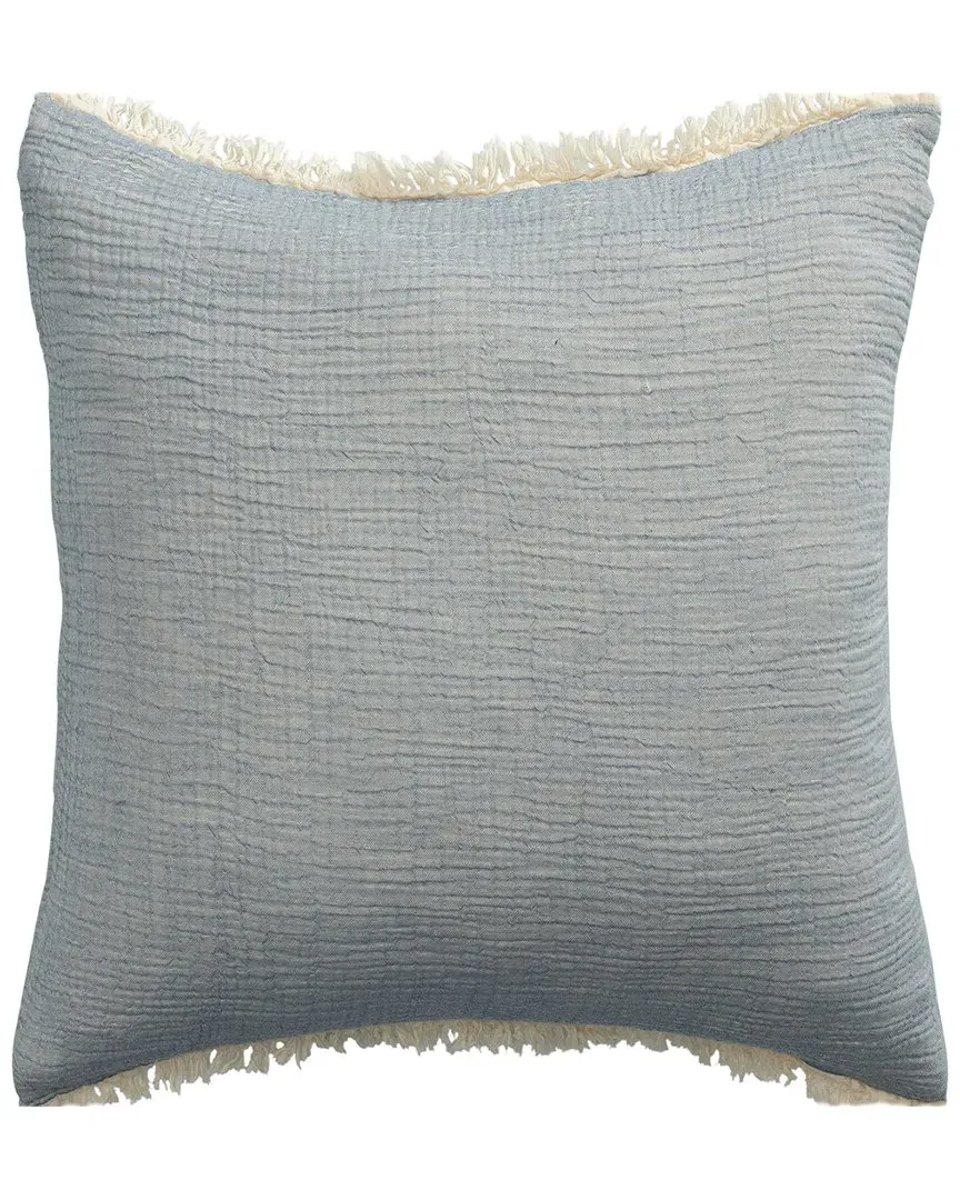 Acielle Fringed Throw Pillow - Blue, Cotton