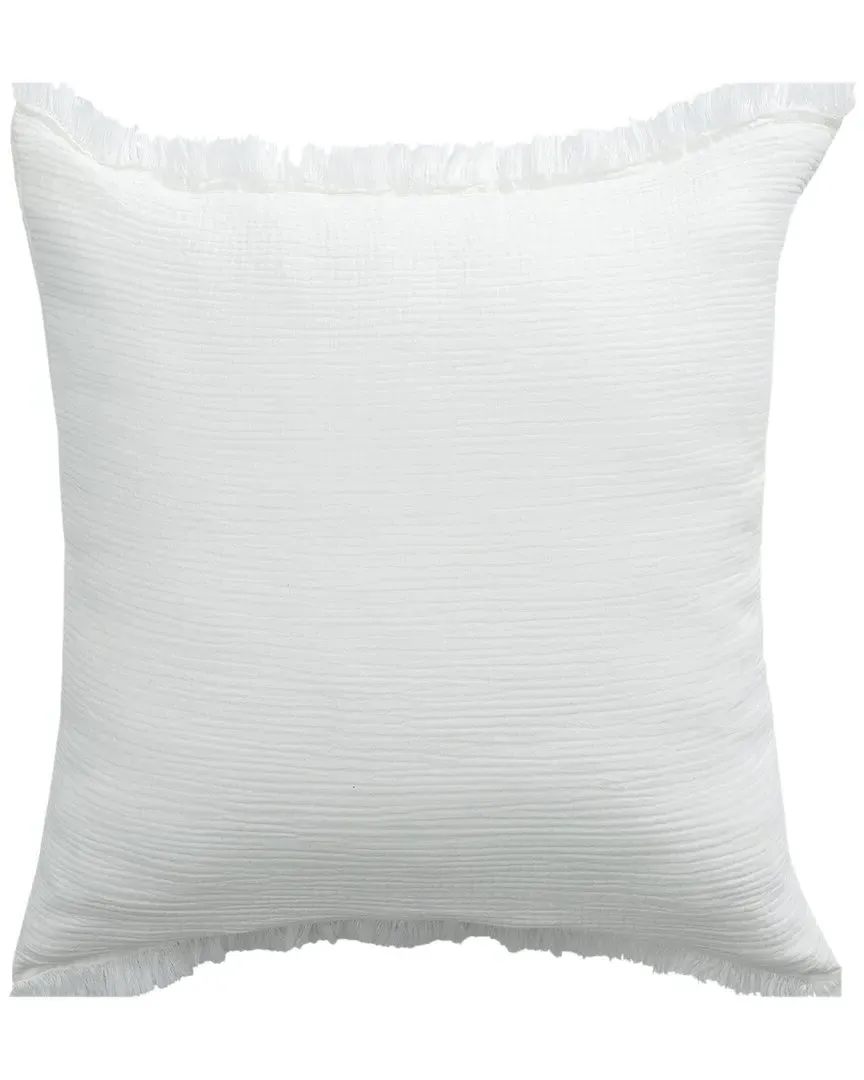Acielle Fringed Throw Pillow - White, Cotton
