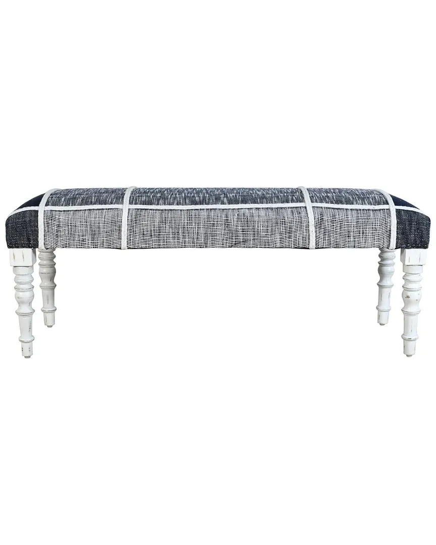 Alessio Plaid Handmade Accent Bench - Navy, Cotton