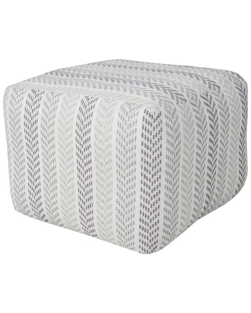 Allure Chevron Hand-Woven Ottoman Pouf - Grey, Cotton