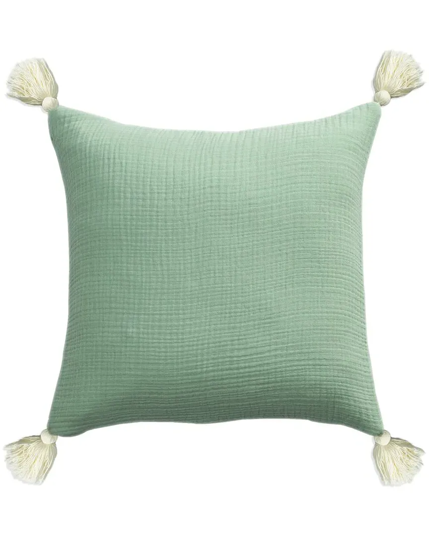 Amaze Tasseled Throw Pillow - Green, Cotton