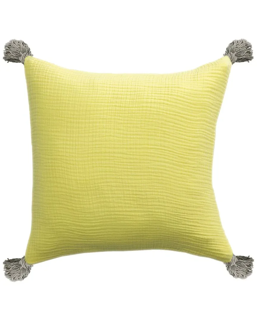 Amaze Tasseled Throw Pillow - Yellow, Cotton