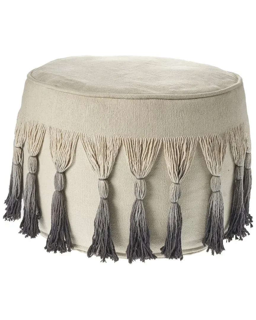 Amelia Hand-Woven Ottoman Pouf - Natural, Grey