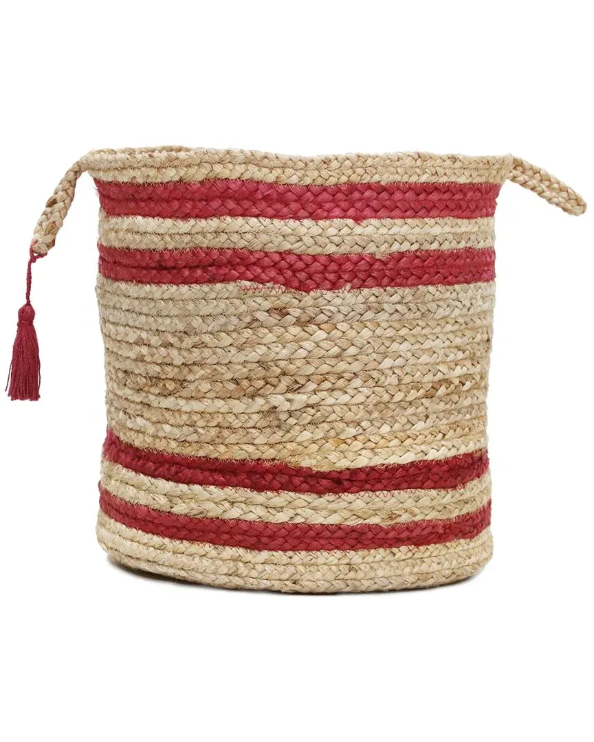 Annie Double Striped Decorative Basket - Brown, Jute