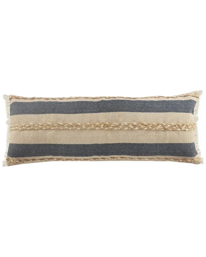 Atlas Striped Braided Lumbar Decorative Pillow - Blue, Jute image