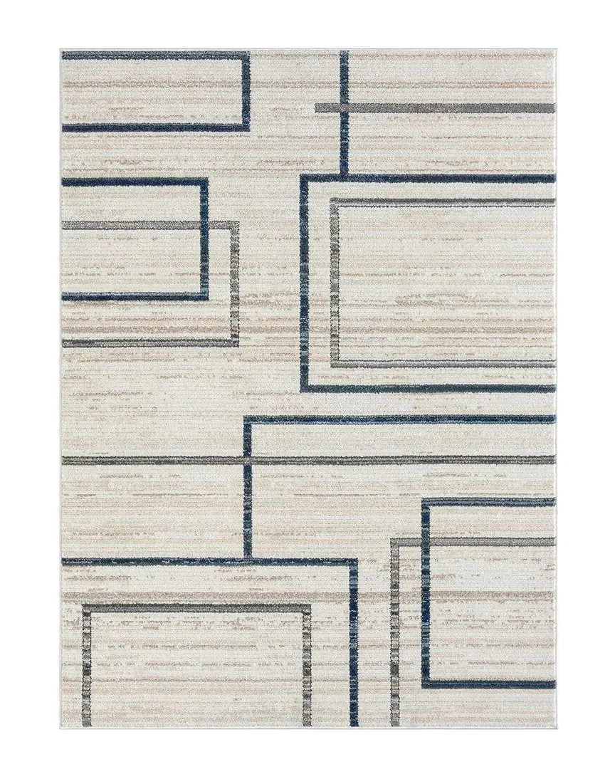 Beaux Geometric Area Rug - Blue image