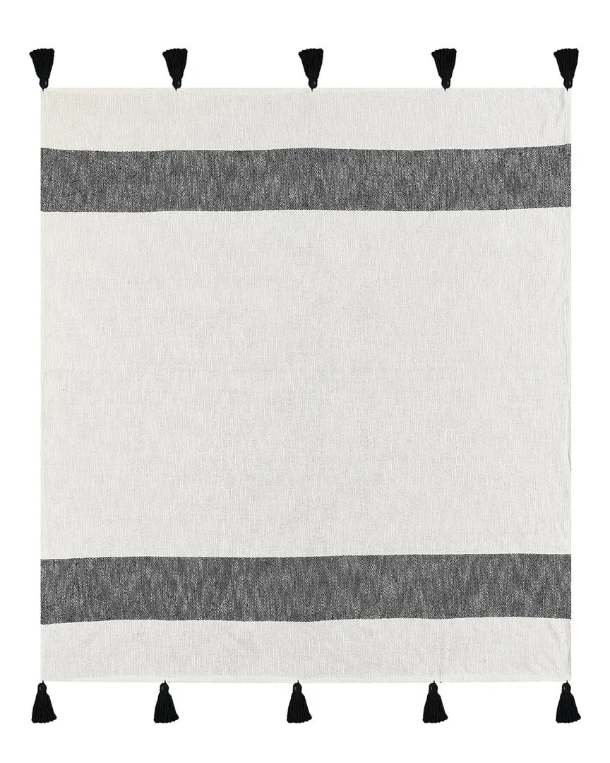 Belinda Striped Hand-Woven Throw Blanket - Blue, Cotton image