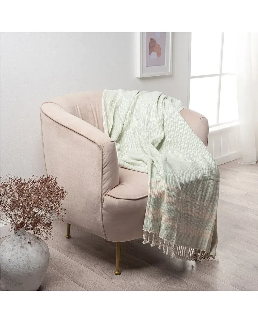 Blessing Striped Organic Throw Blanket - Blue, Cotton image