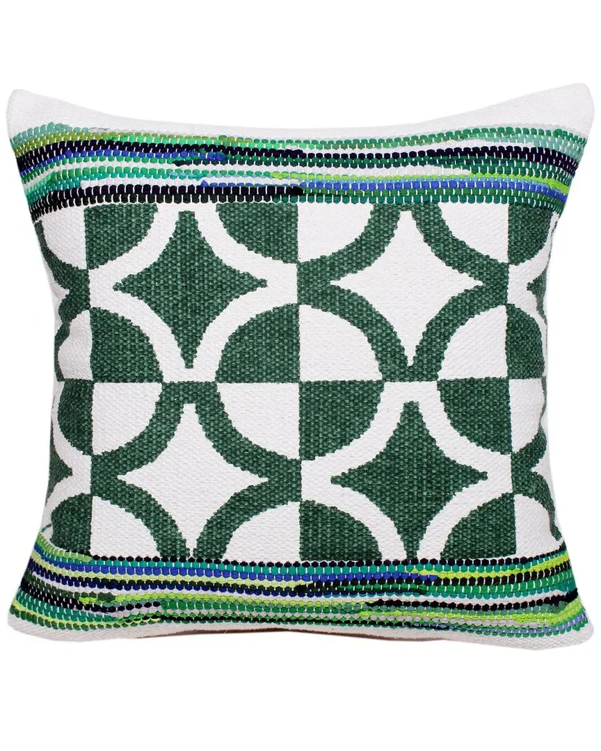 Boho Bordered Diamond Mosaic Throw Pillow - Green