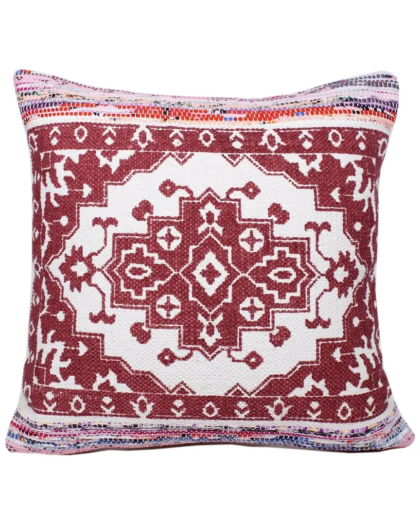 Boho Bordered Medallion Mosaic Throw Pillow - Red image