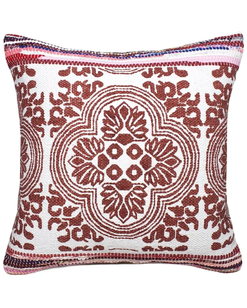 Boho Bordered Tesserae Mosaic Throw Pillow - Red